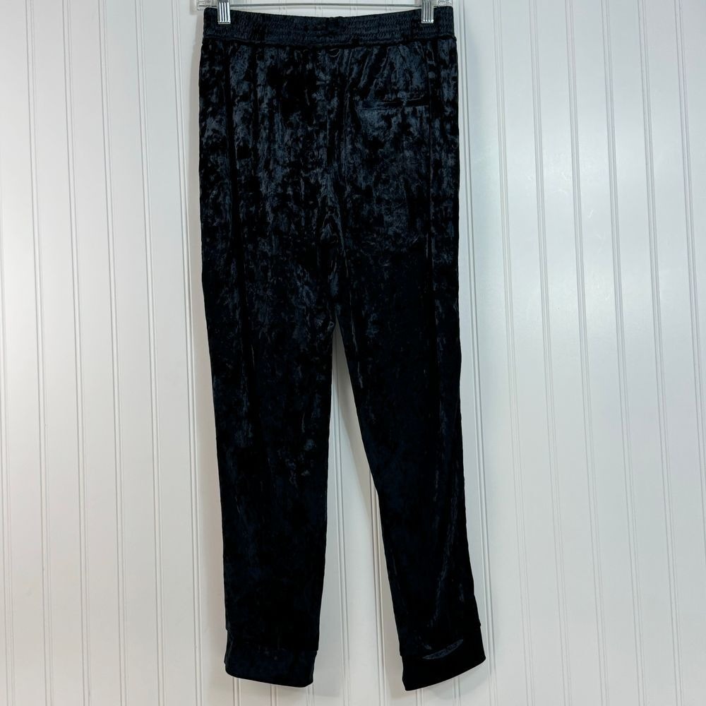 Zara Basic Jogger Women's Black Small‎ Stripe Crushed Velvet Stripe Joggers - Picture 2 of 13